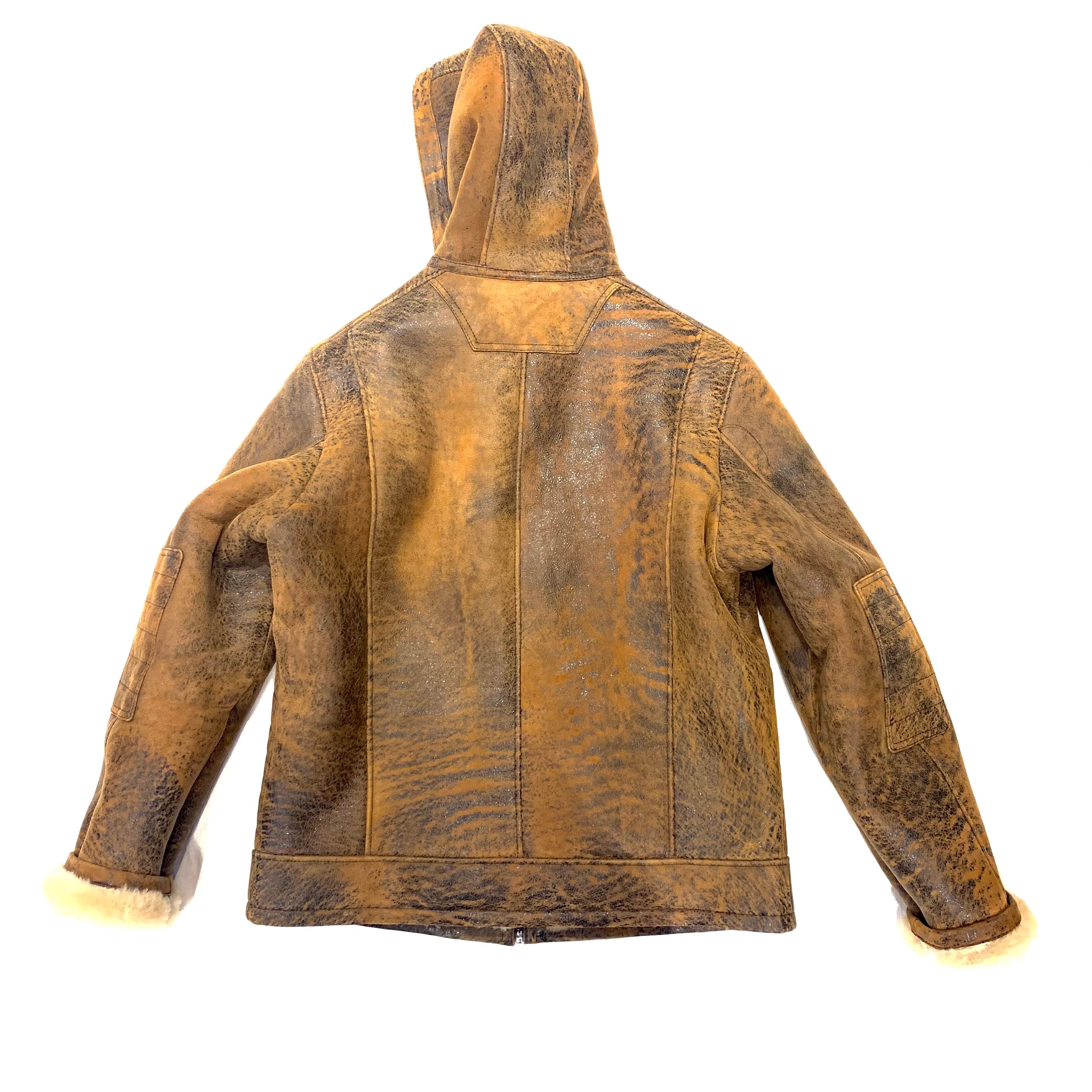 Barya NewYork Antique Brown Hooded Shearling Jacket - Dudes Boutique