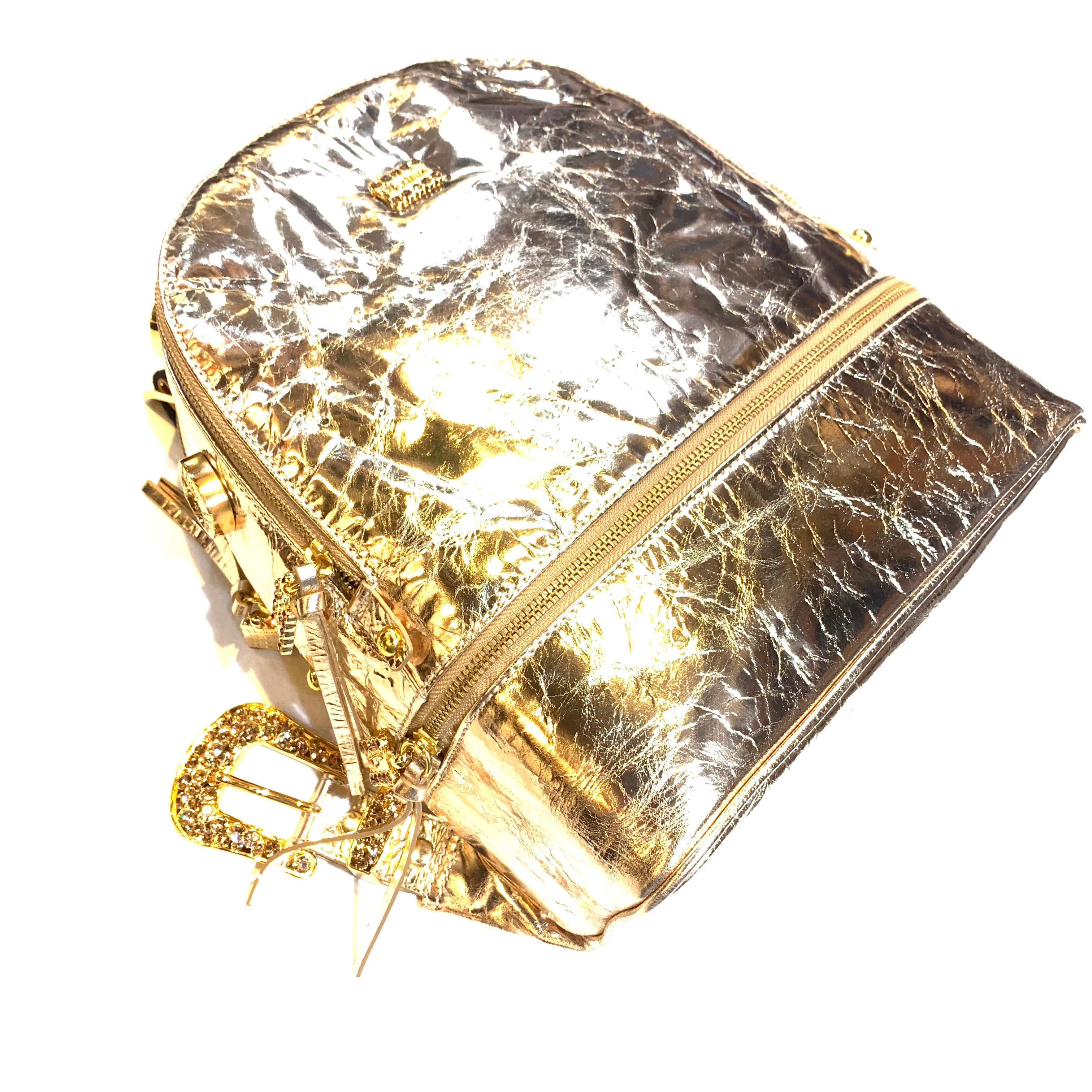 b.b. Simon Medium Metallic Backpack - Gold - Dudes Boutique