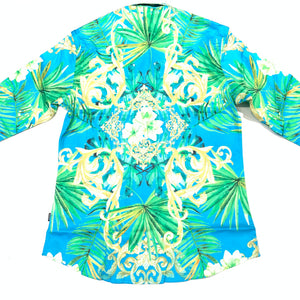 Barabas Teal Royal Floral Button Up Shirt - Dudes Boutique