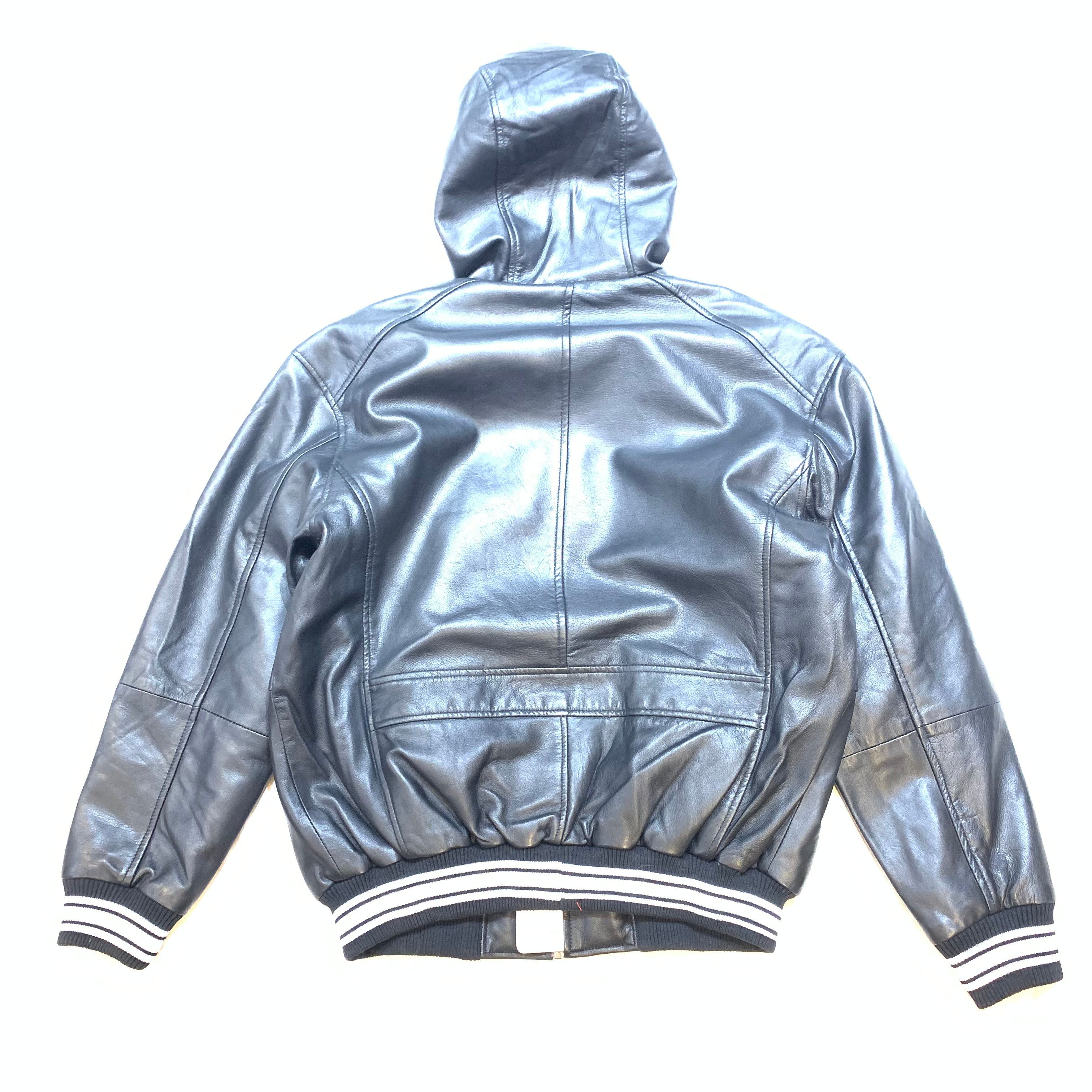 Jakewood Black Lambskin Hooded Bomber Jacket - Dudes Boutique