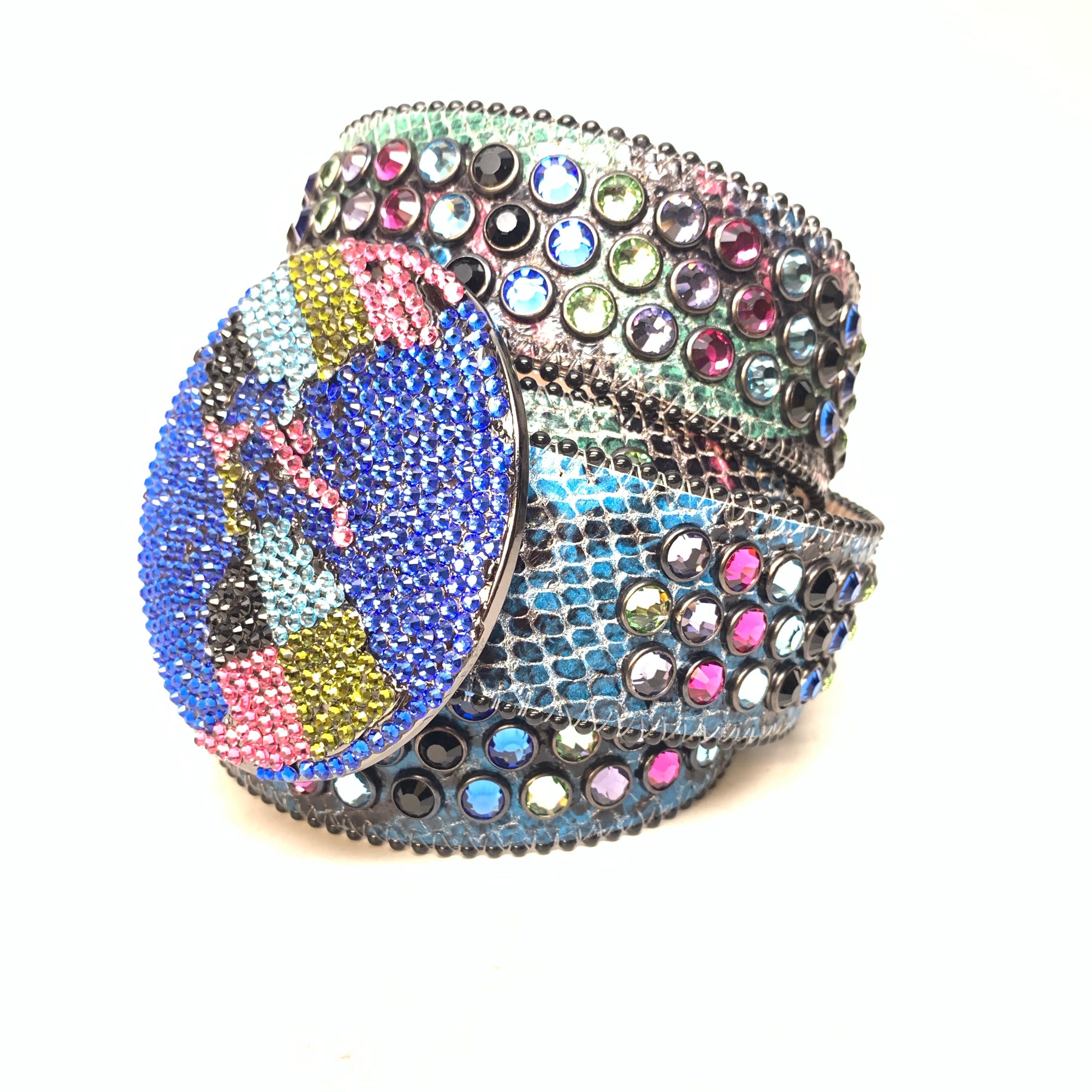 B.b. Simon Globe Triple Row Multi-color Fully Loaded Crystal Belt ...