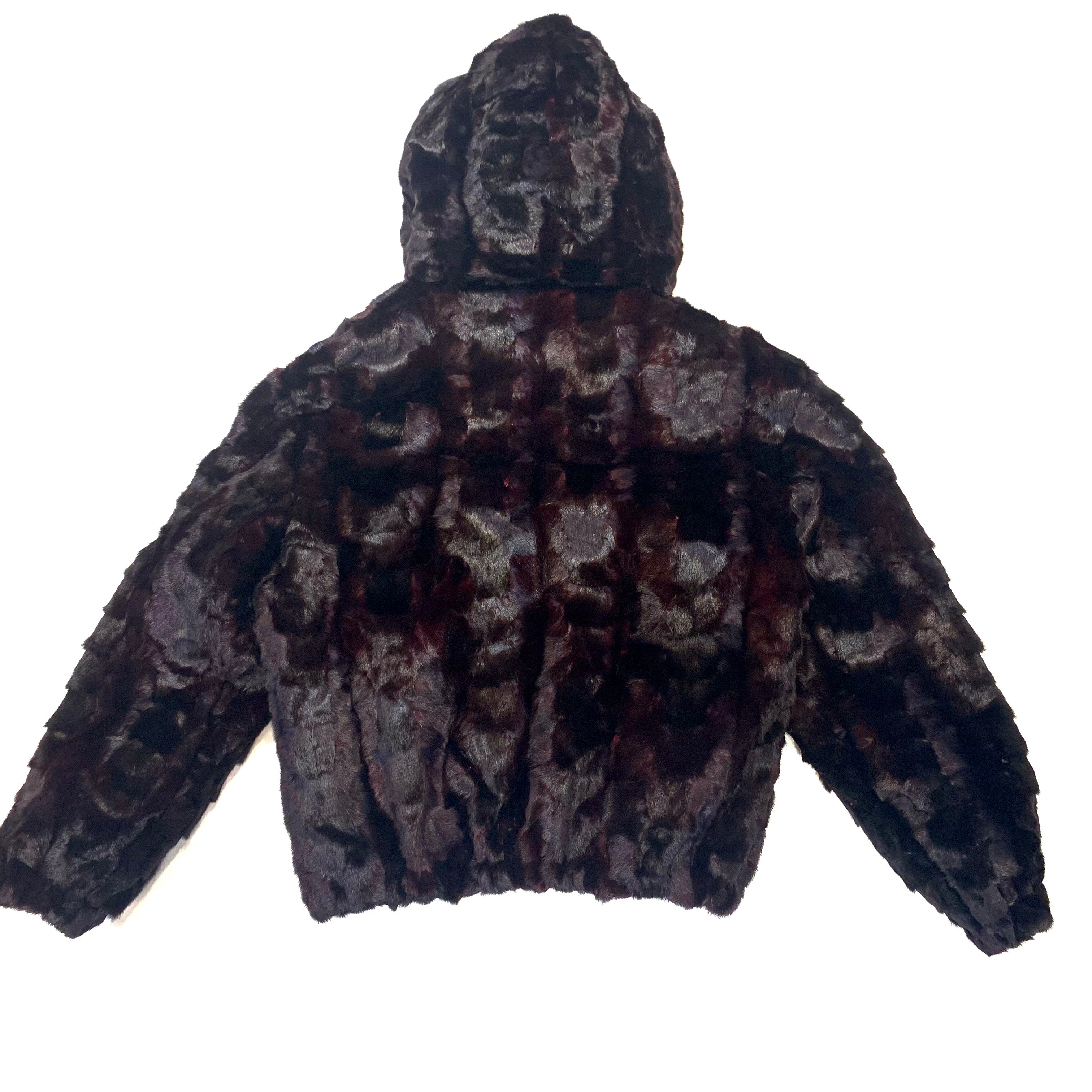 Kashani Men's Wine Diamond Cut Mink Hooded Bomber Jacket - Dudes Boutique