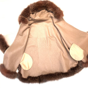 Barya NewYork White Wool Hooded Fox Fur Poncho - Dudes Boutique