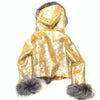 Kashani Ladies Gold Metallic Fox Fur Shearling Coat - Dudes Boutique