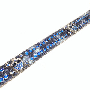 b.b. Simon 'Ocean Skull' Patent Double Row Crystal Belt - Dudes Boutique