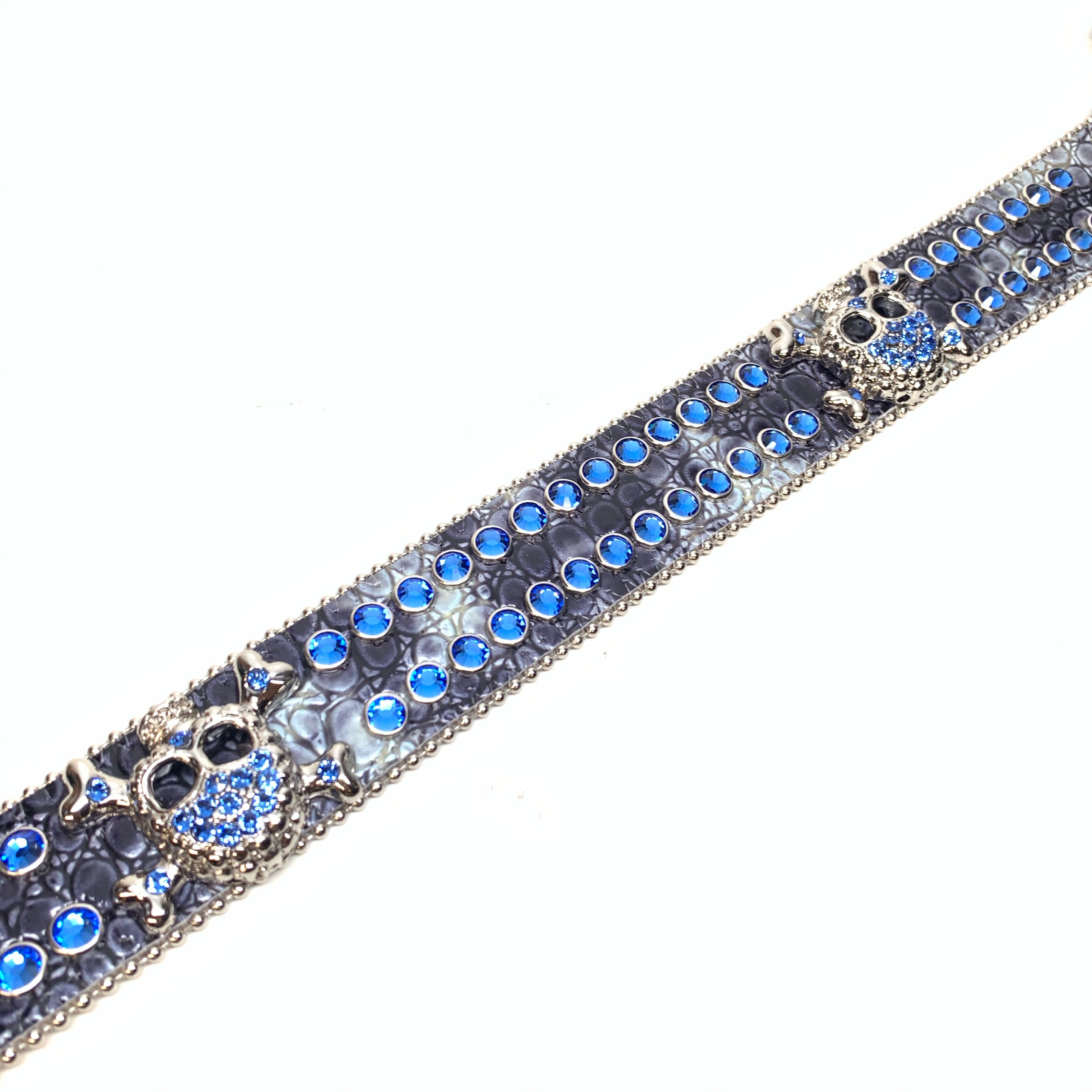 b.b. Simon 'Ocean Skull' Patent Double Row Crystal Belt - Dudes Boutique