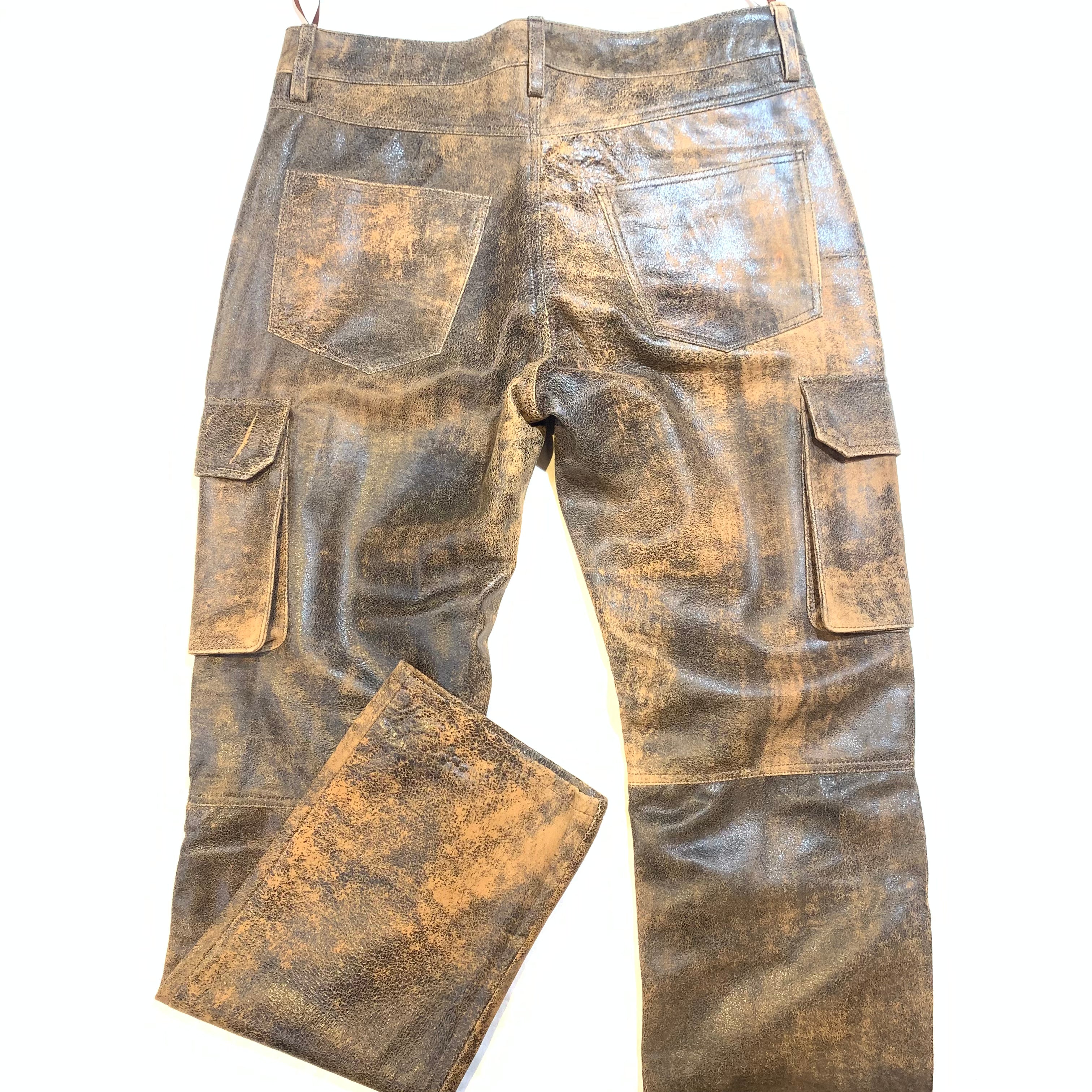 Kashani Men's Jungle Lambskin Straight Cut Leather Cargo Pants - Dudes Boutique