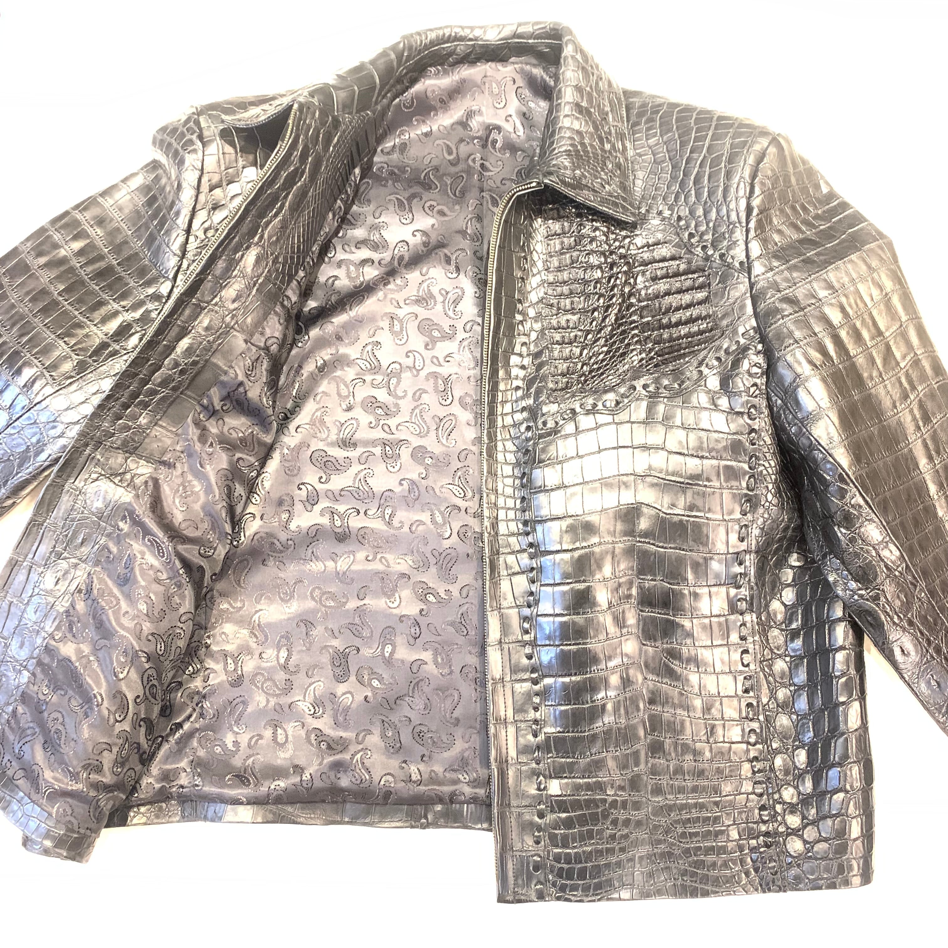 Kashani Men's Black All-Over Alligator Skin Bomber Jacket - Dudes Boutique