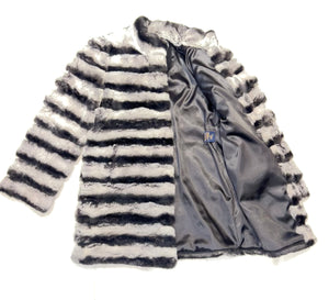 Barya NewYork Ladies 3/4 Grey Rex Chinchilla Coat - Dudes Boutique