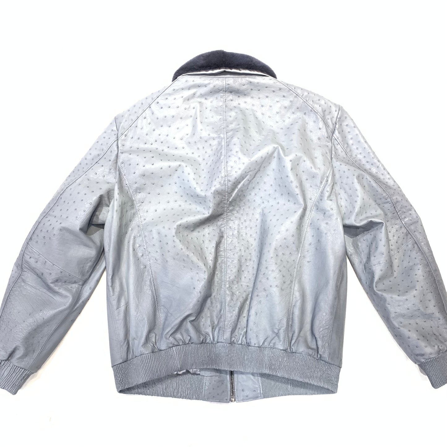 Barya NewYork Charcoal Grey Full Ostrich Quill/Mink Collar Bomber Jacket - Dudes Boutique