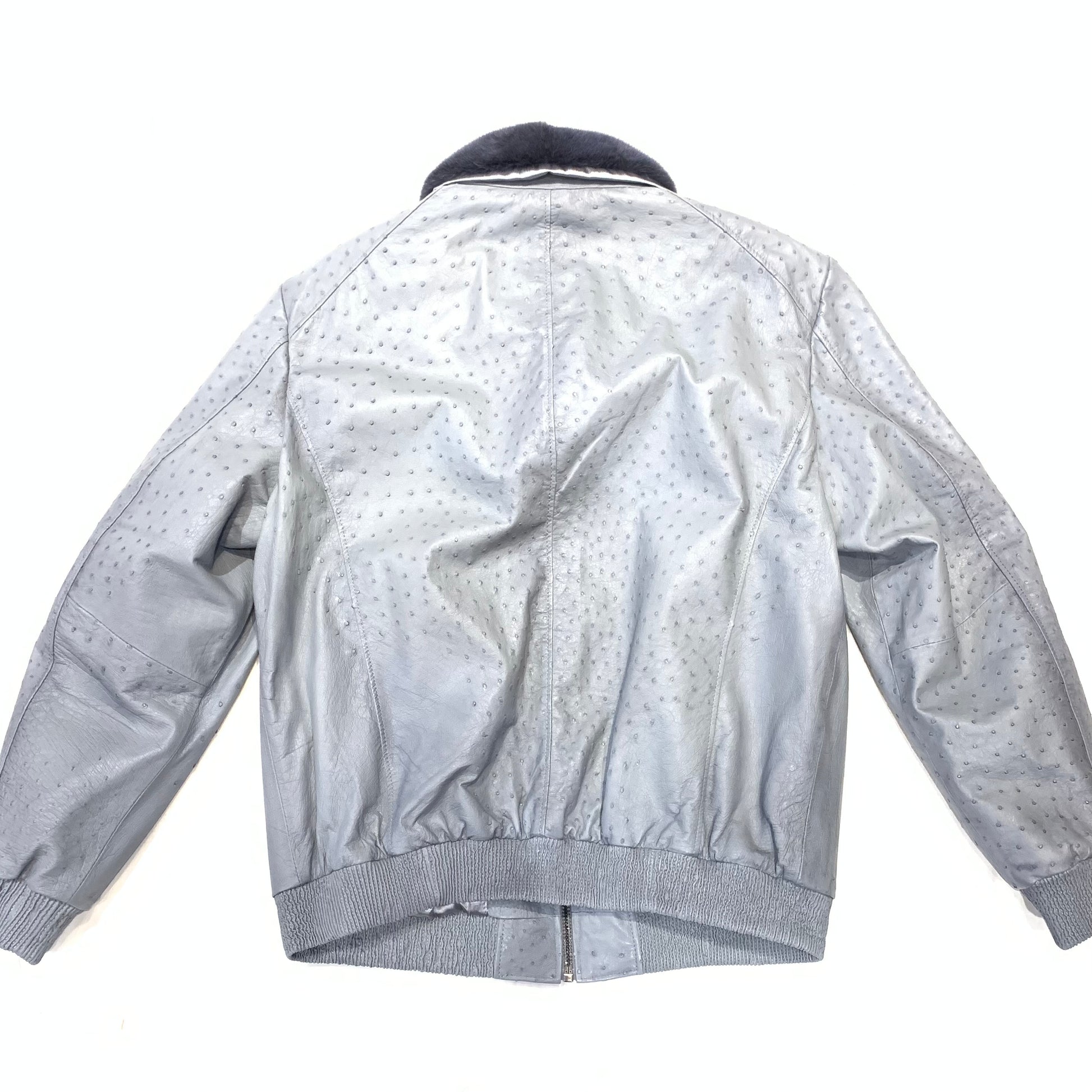 Barya NewYork Charcoal Grey Full Ostrich Quill/Mink Collar Bomber Jacket - Dudes Boutique