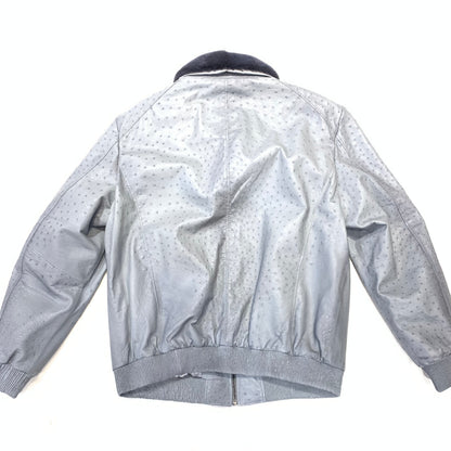 Barya NewYork Charcoal Grey Full Ostrich Quill/Mink Collar Bomber Jacket - Dudes Boutique