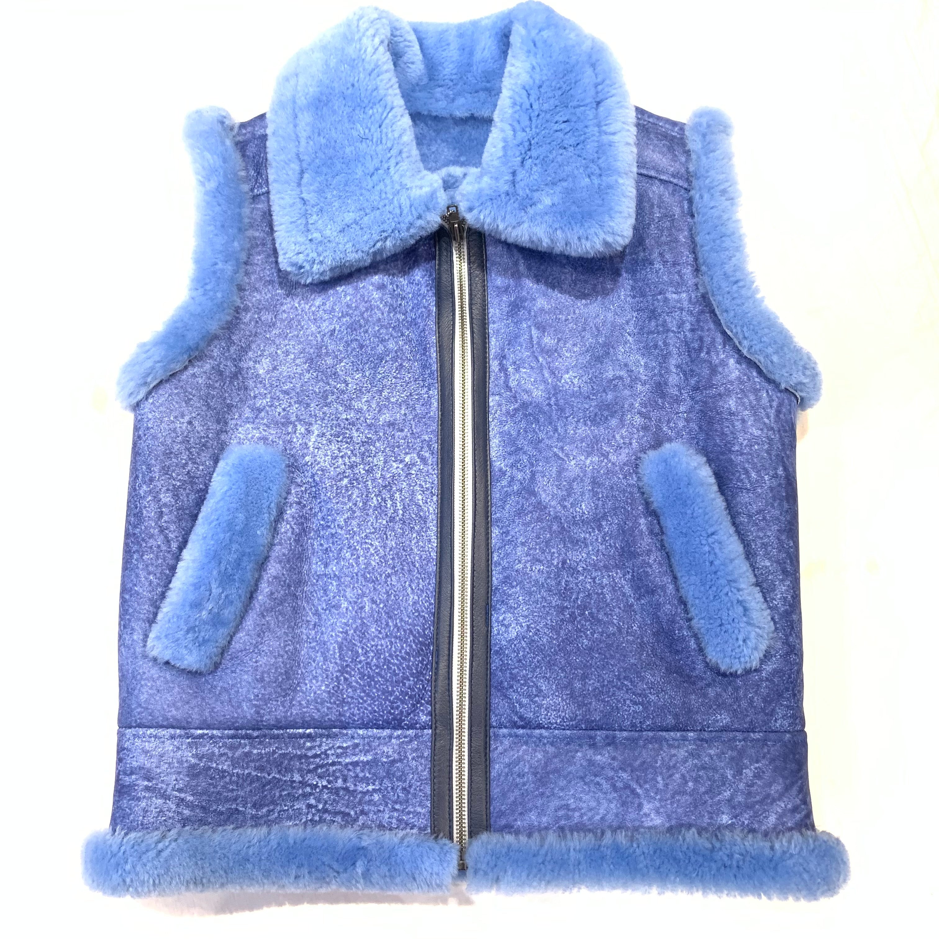 Kashani Men's Powder Blue Shearling Vest - Dudes Boutique