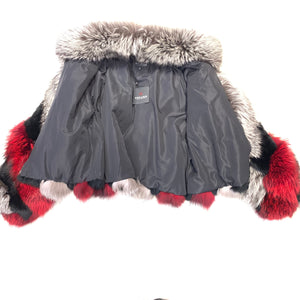 Volare Ladies Red & Silver Fox Fur Coat - Dudes Boutique