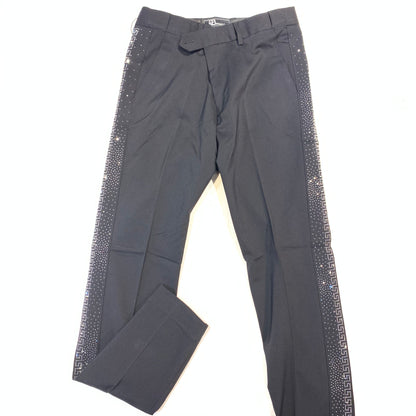 Barocco Men's Black Greek Key Crystal Dress Pants - Dudes Boutique
