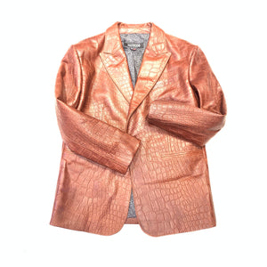 Kashani Men's Brown Embossed Gator Blazer Coat - Dudes Boutique