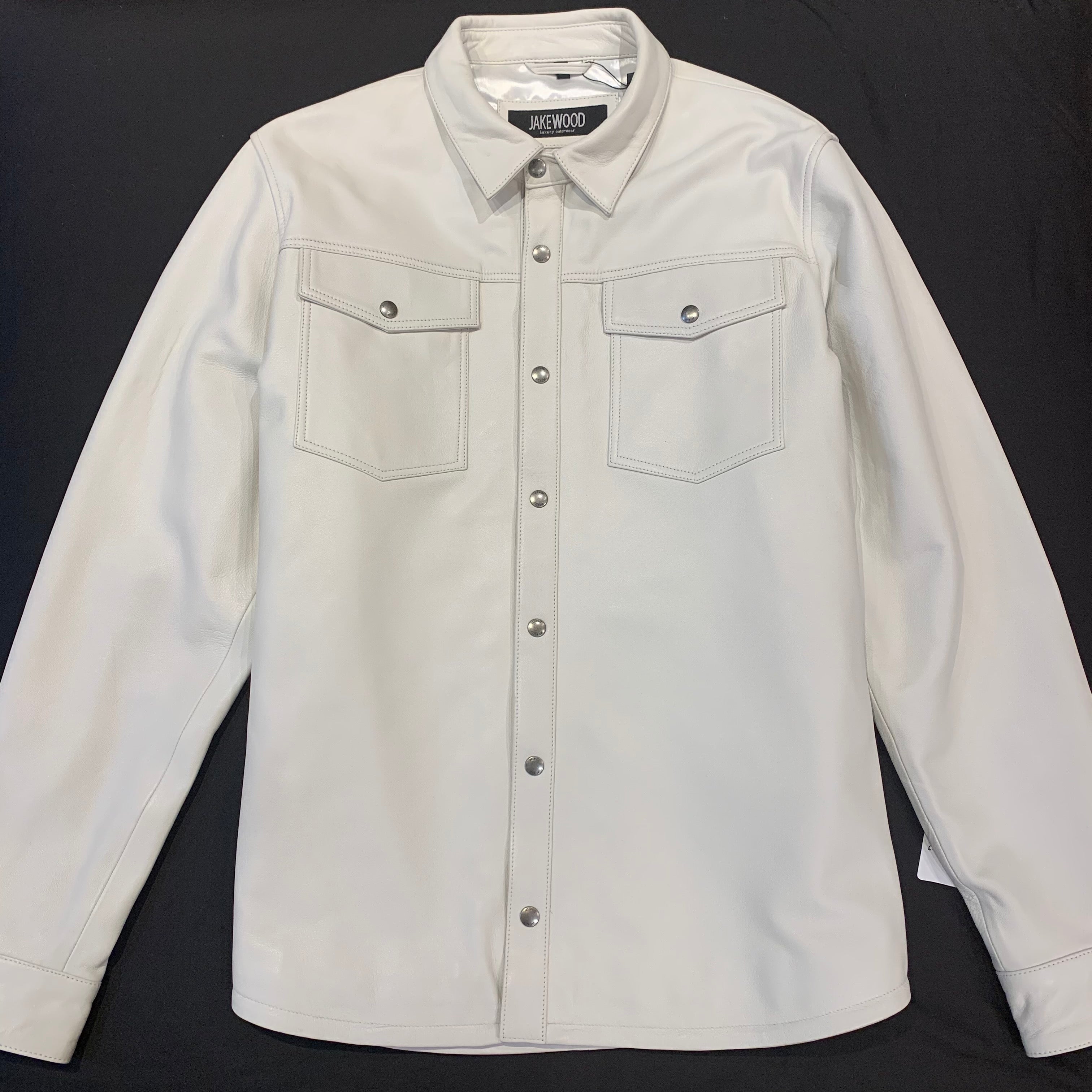 Kashani Men's White Lambskin Button-Up Shirt - Dudes Boutique