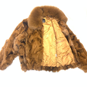 Kashani Men's Whisky Fox Fur  Bomber Coat - Dudes Boutique