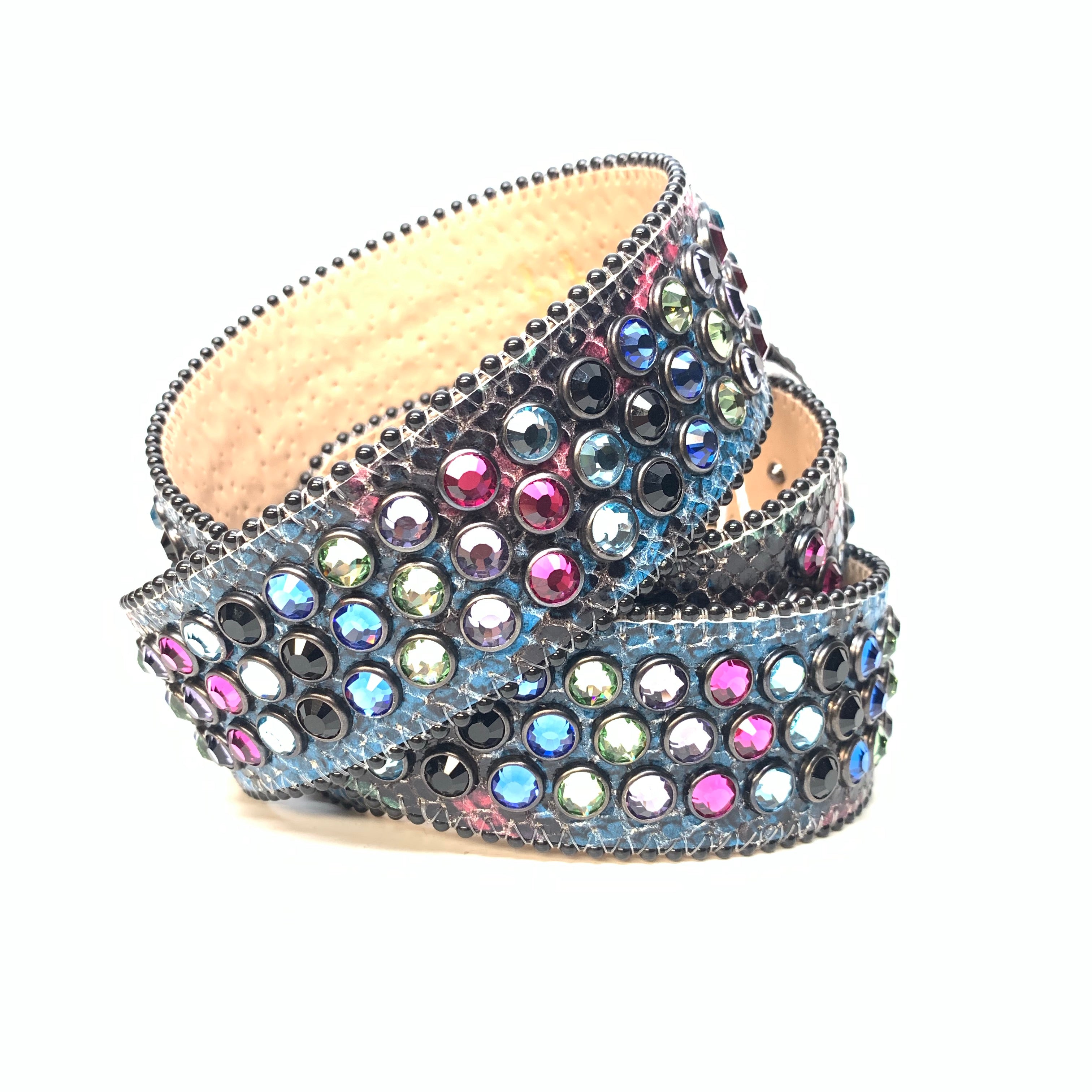 B.b. Simon Globe Triple Row Multi-color Fully Loaded Crystal Belt ...