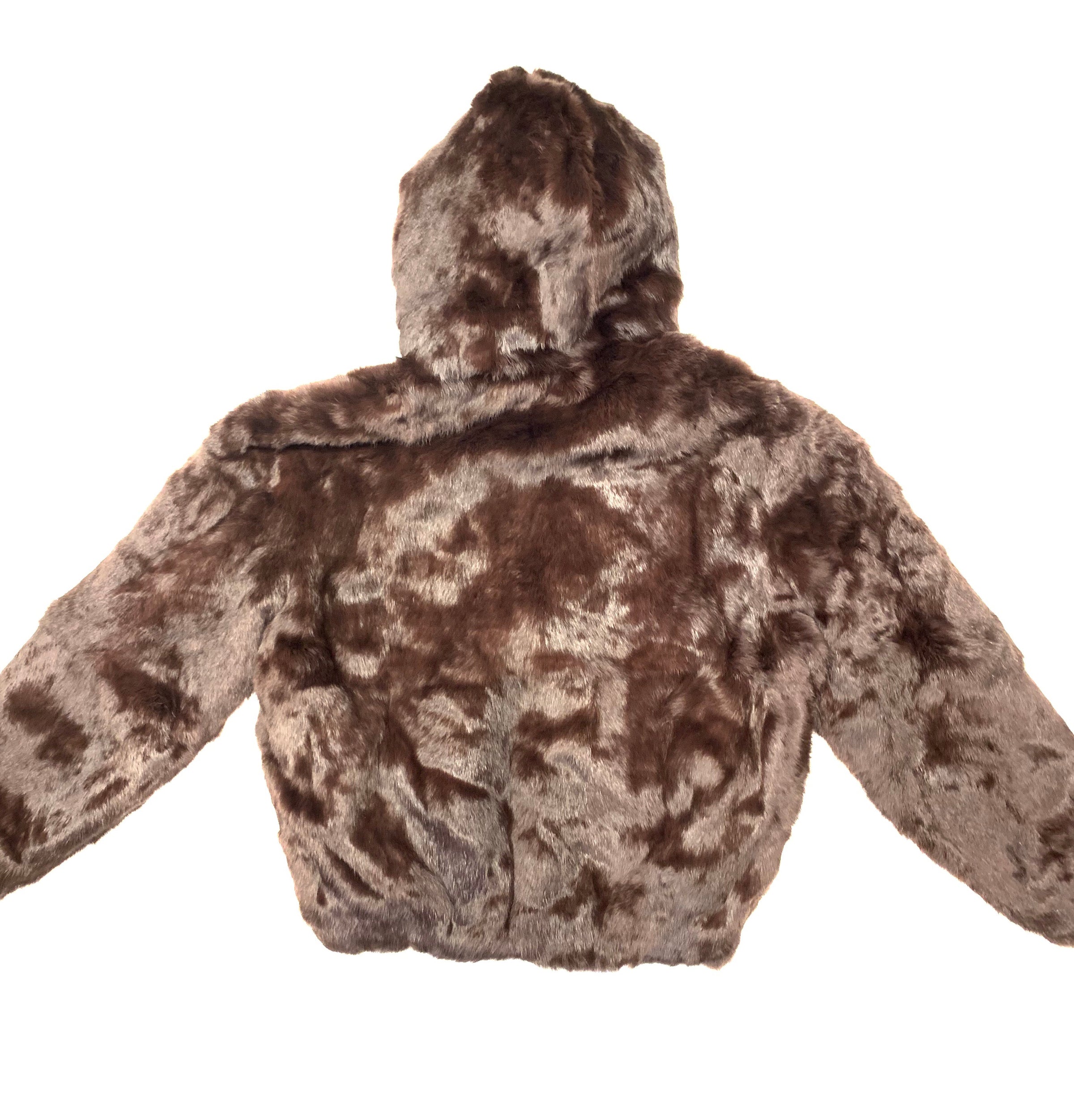 Kashani Dark Brown Rabbit Fur Hooded Bomber Jacket – Dudes Boutique