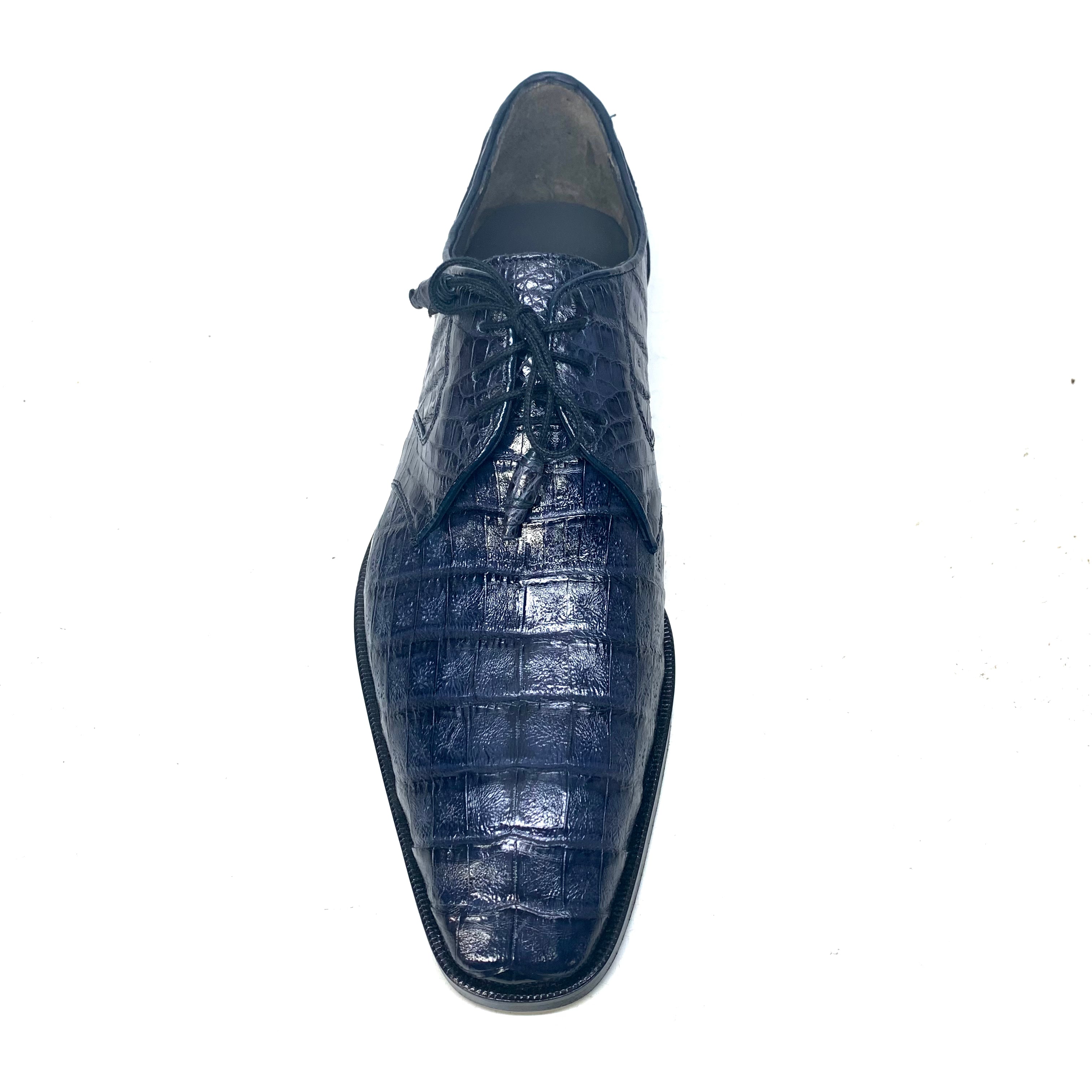 Los Altos Navy All-Over Crocodile Lace Up Dress Shoes - Dudes Boutique