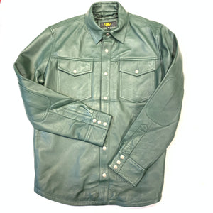 Kashani Men's Forest Green Lambskin Button-Up Shirt - Dudes Boutique