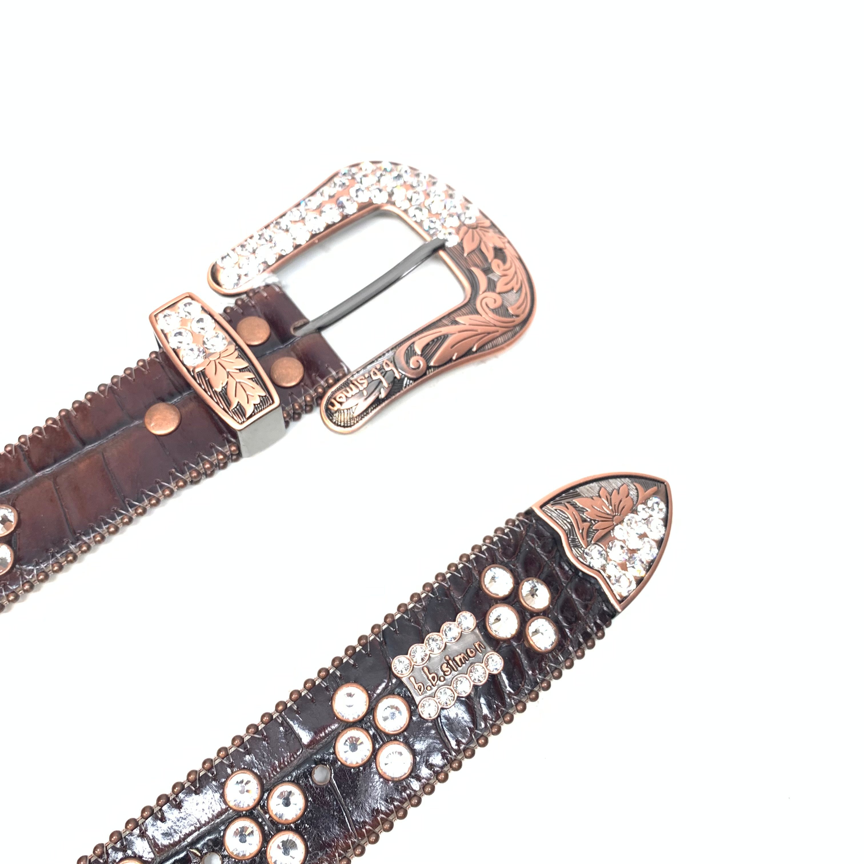 b.b. Simon Chocolate Skull Fully Loaded Crystal Belt - Dudes Boutique