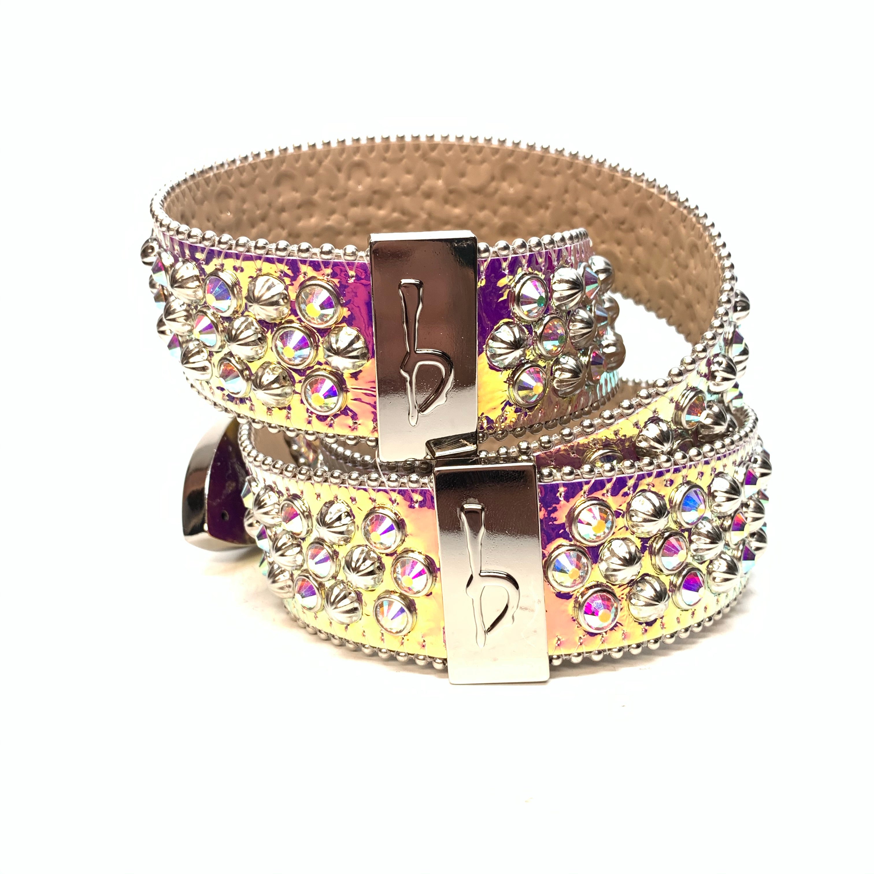 b.b. Simon 'Nebula Two Tone' Big B Studded Crystal Belt - Dudes Boutique