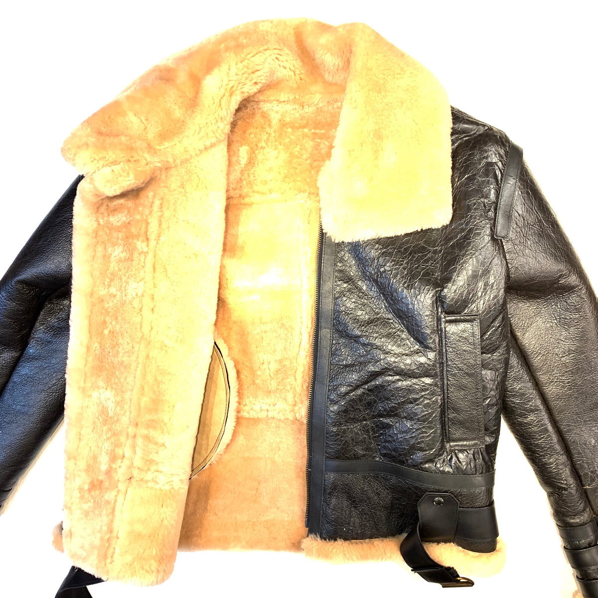 Kashani Black Aviator Flight Shearling Jacket - Dudes Boutique