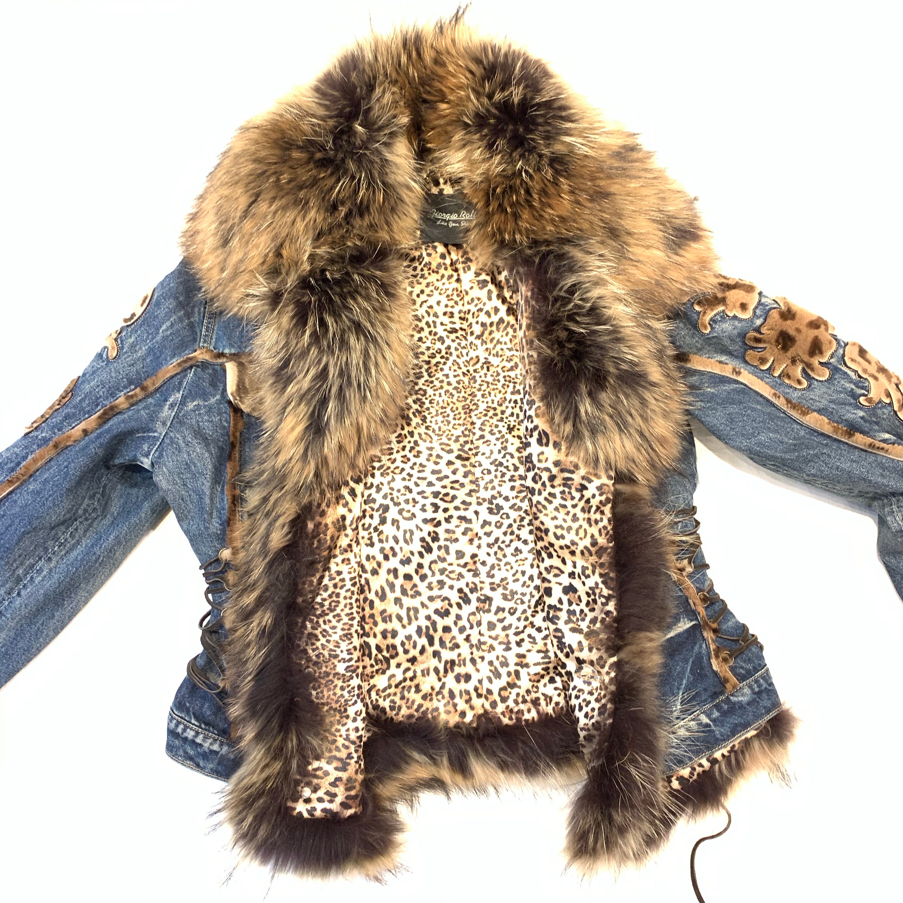 Denim jacket clearance with fox fur