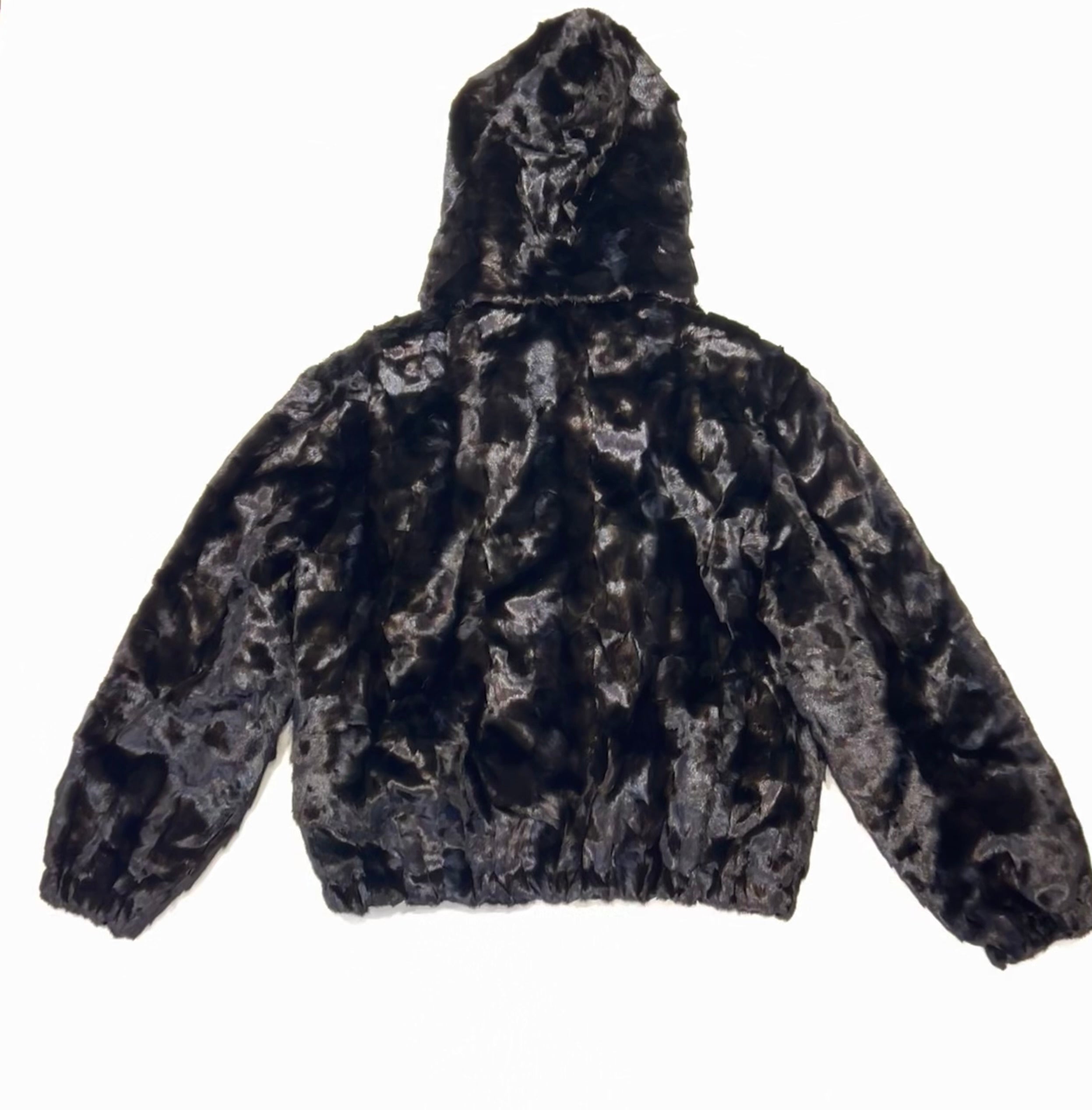 Kashani Men's Black Diamond Cut Mink Hooded Bomber Jacket - Dudes Boutique