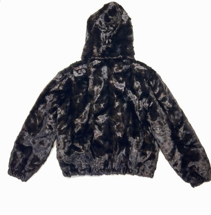 Kashani Men's Black Diamond Cut Mink Hooded Bomber Jacket - Dudes Boutique