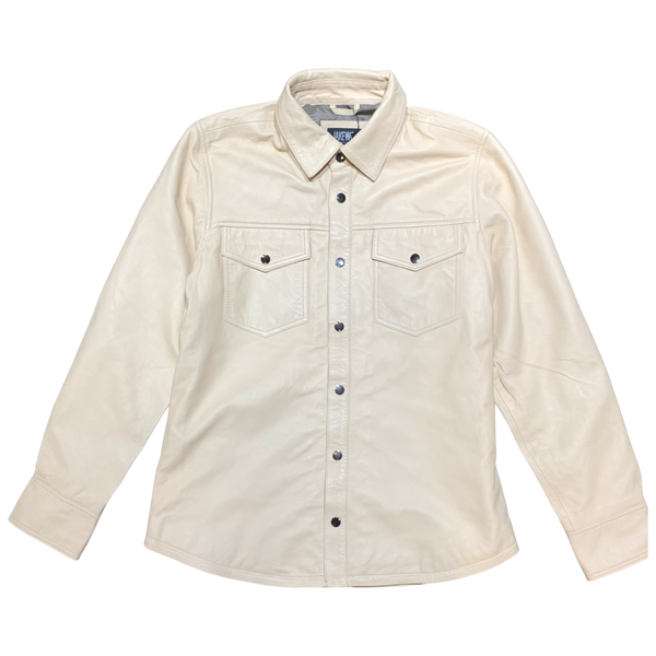 Kashani Men's Cream Lambskin Button-Up Shirt - Dudes Boutique