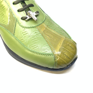 Mauri M770 Green Crocodile Nappa Leather Sneakers - Dudes Boutique