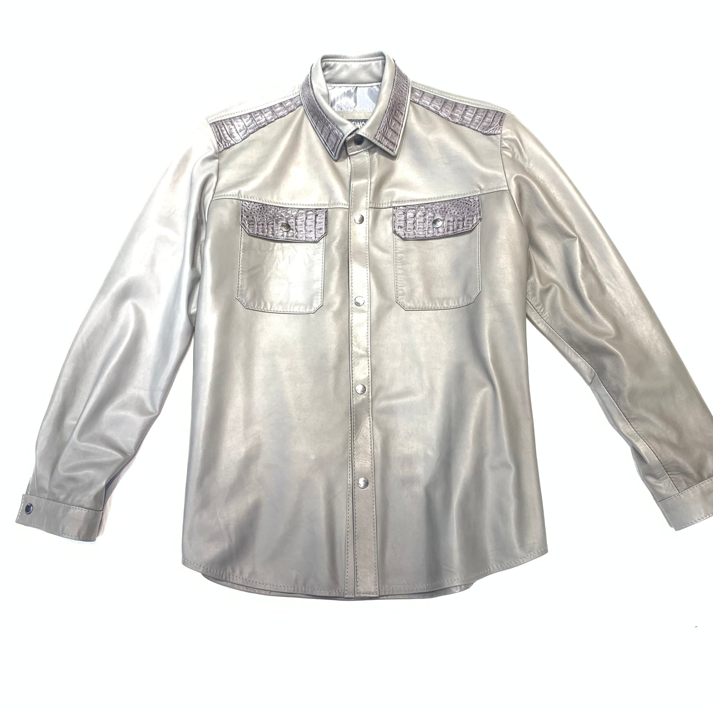 Kashani Men's Grey Alligator/LambSkin Shirt - Dudes Boutique