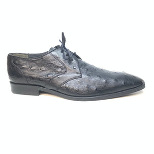 Los Altos Black Ostrich Quill Lace Up Dress Shoes - Dudes Boutique