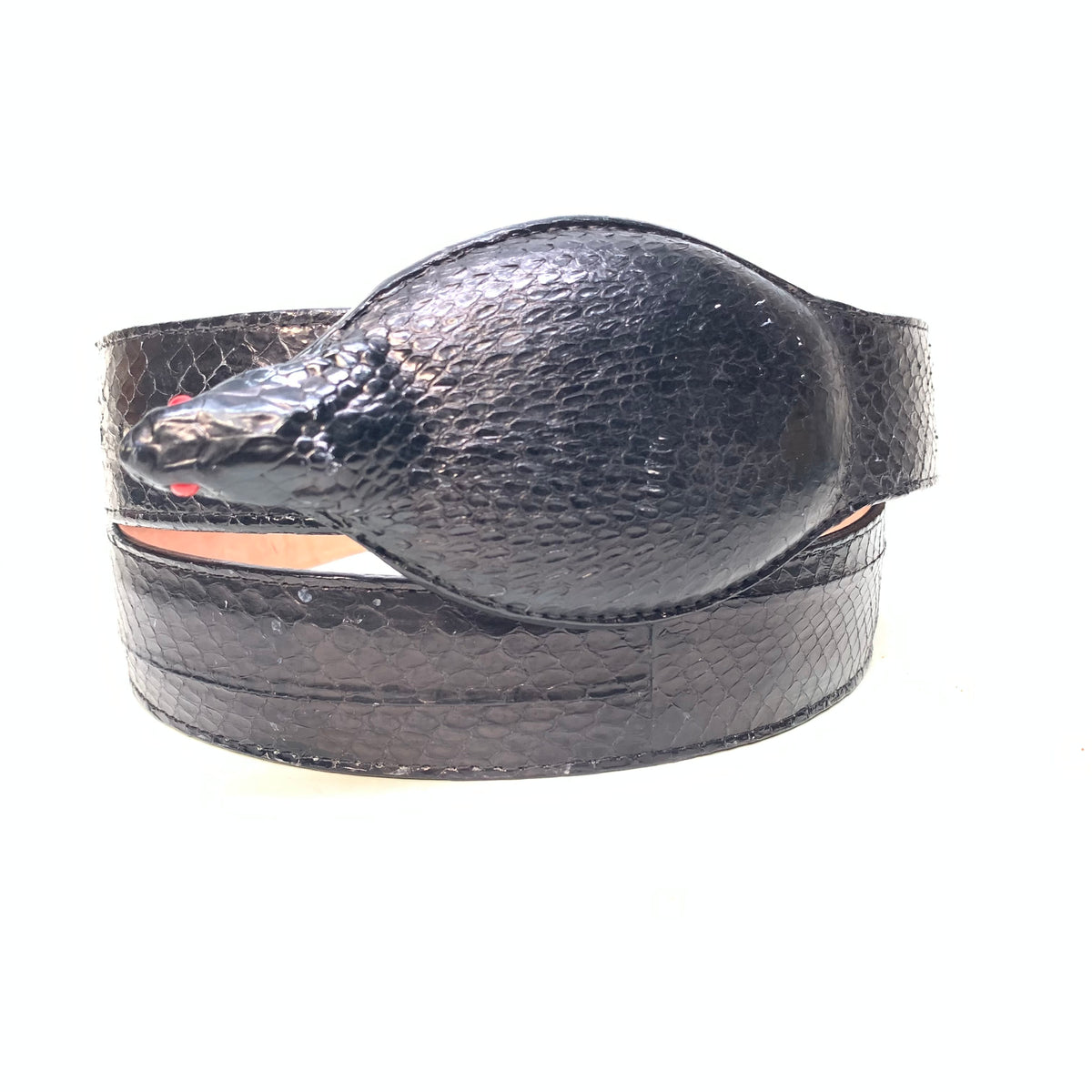 Los Altos Black Cobra Head Snakeskin Belt - Dudes Boutique
