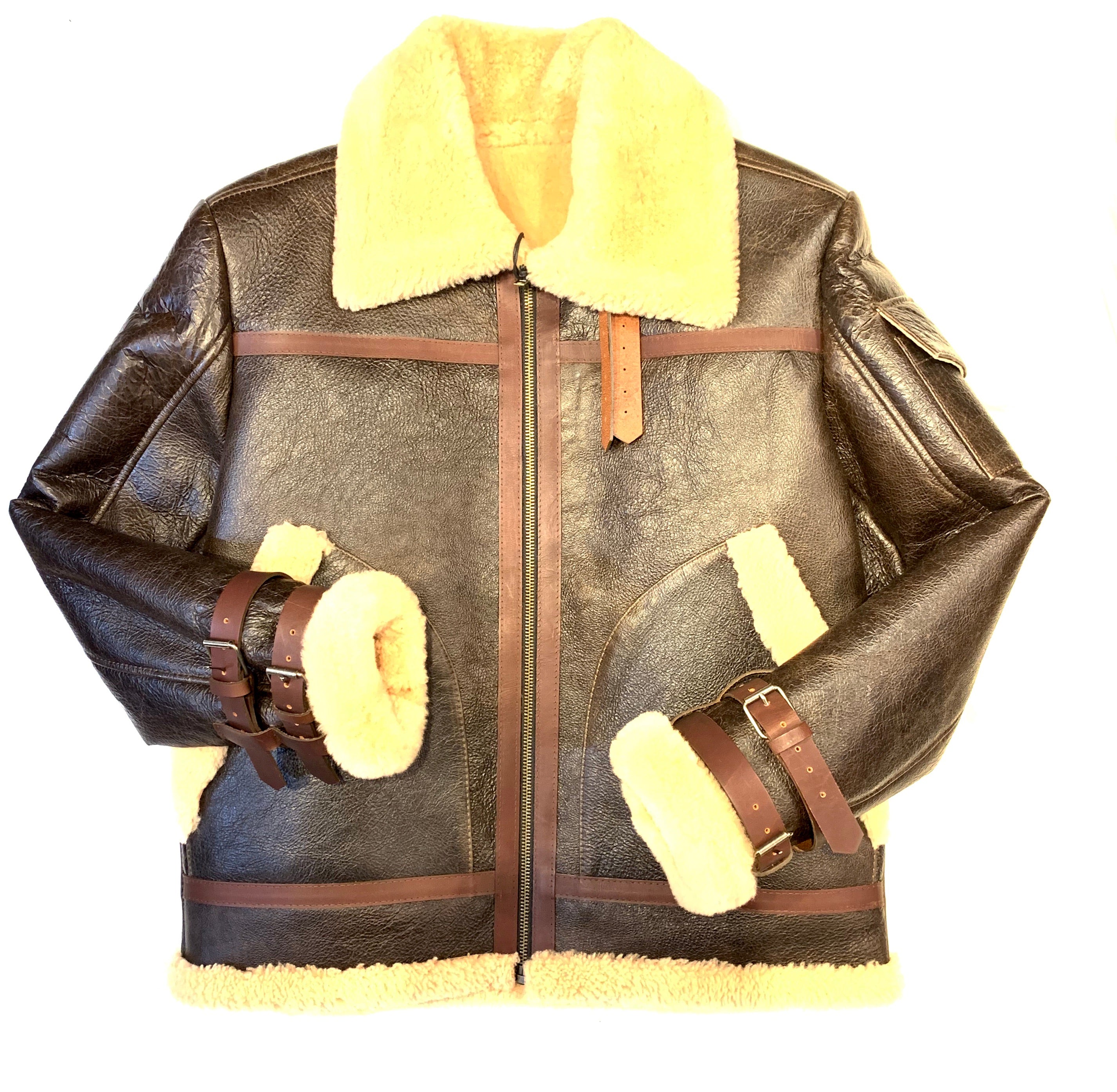 Kashani Chocolate Aviator Flight Shearling Jacket - Dudes Boutique