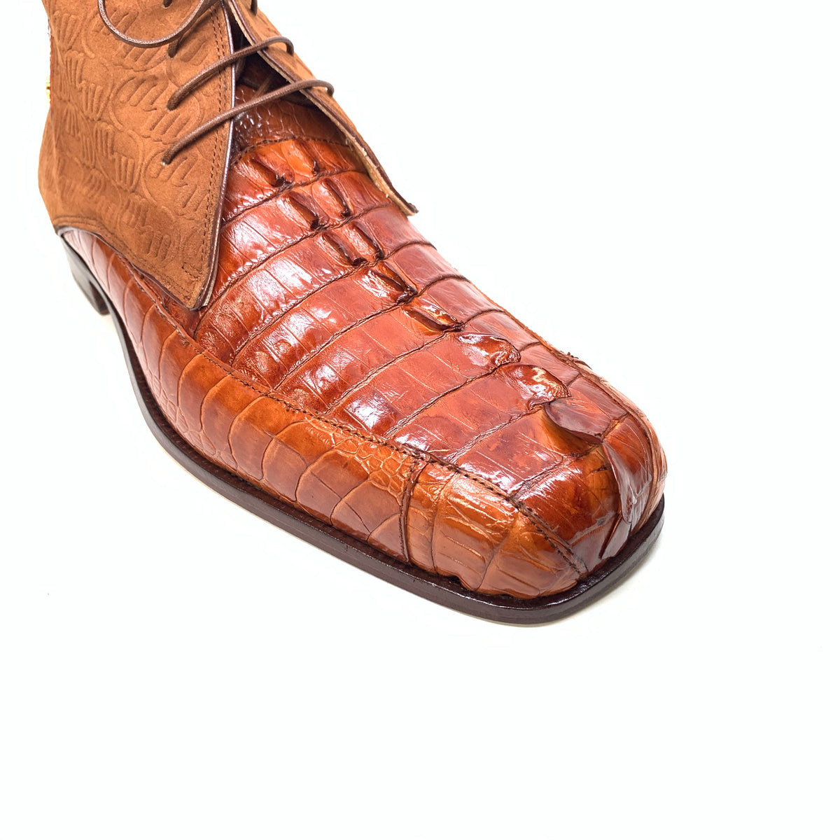 Mauri 2831 'Chicago' Cognac Ostrich Leg/Hornback Tail/Calf Ankle Boot - Dudes Boutique