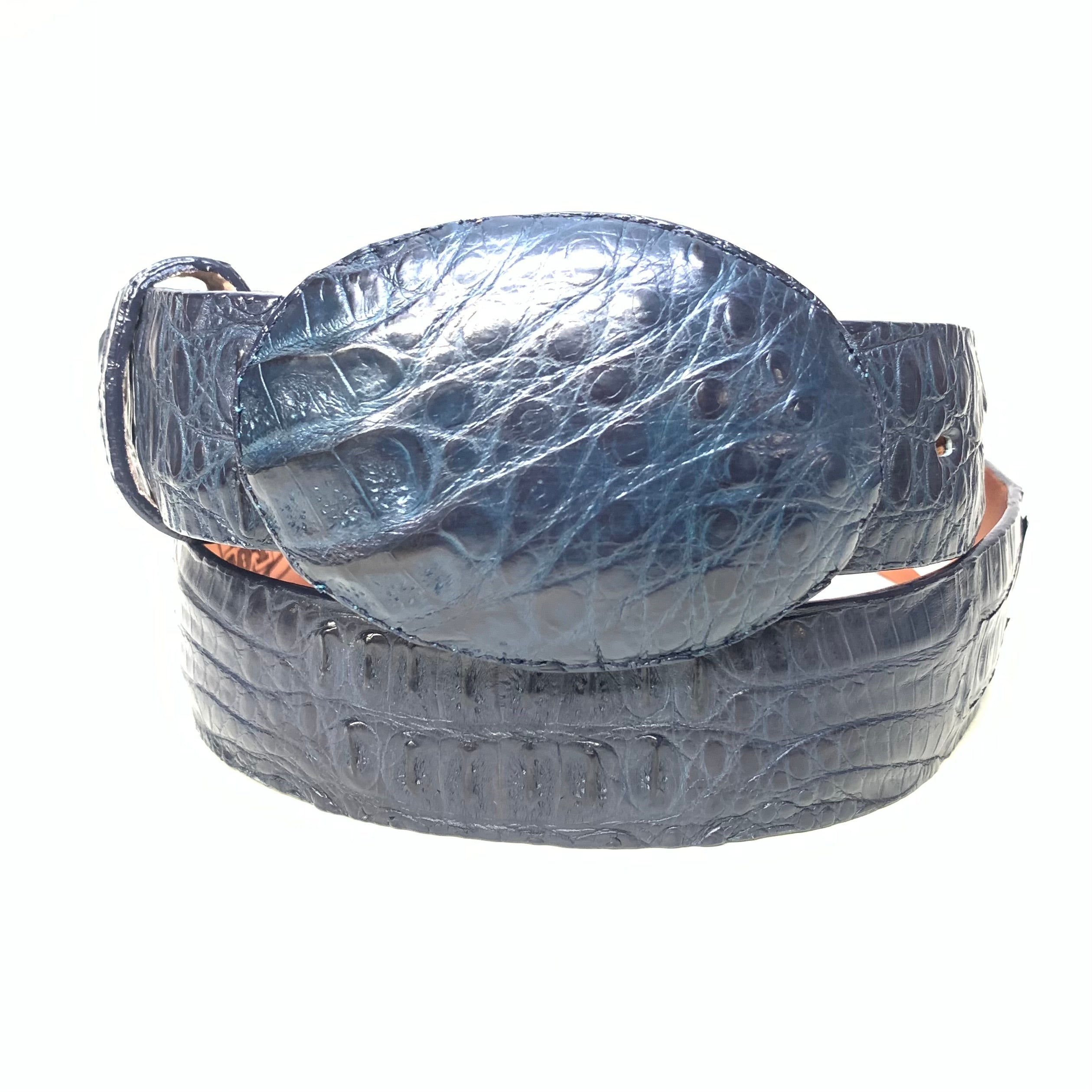 Kashani Navy Blue Crocodile Belt - Dudes Boutique