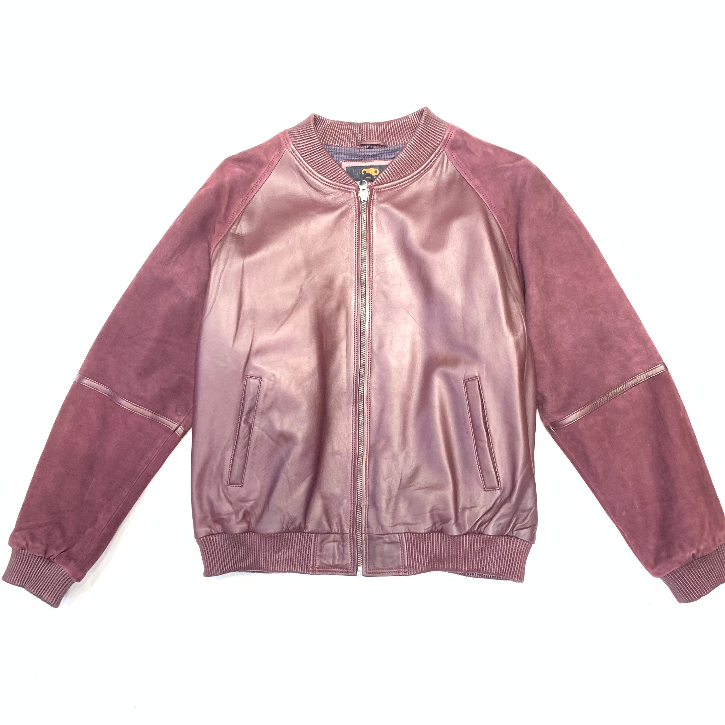 Kashnai Wine Suede Lamb Classic Bomber Jacket - Dudes Boutique