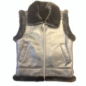 Kashani Jet Black Shearling Vest - Dudes Boutique