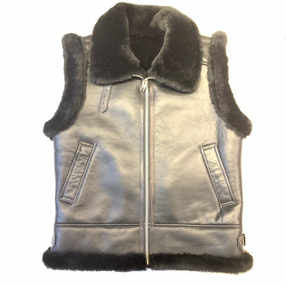 Kashani Jet Black Shearling Vest - Dudes Boutique