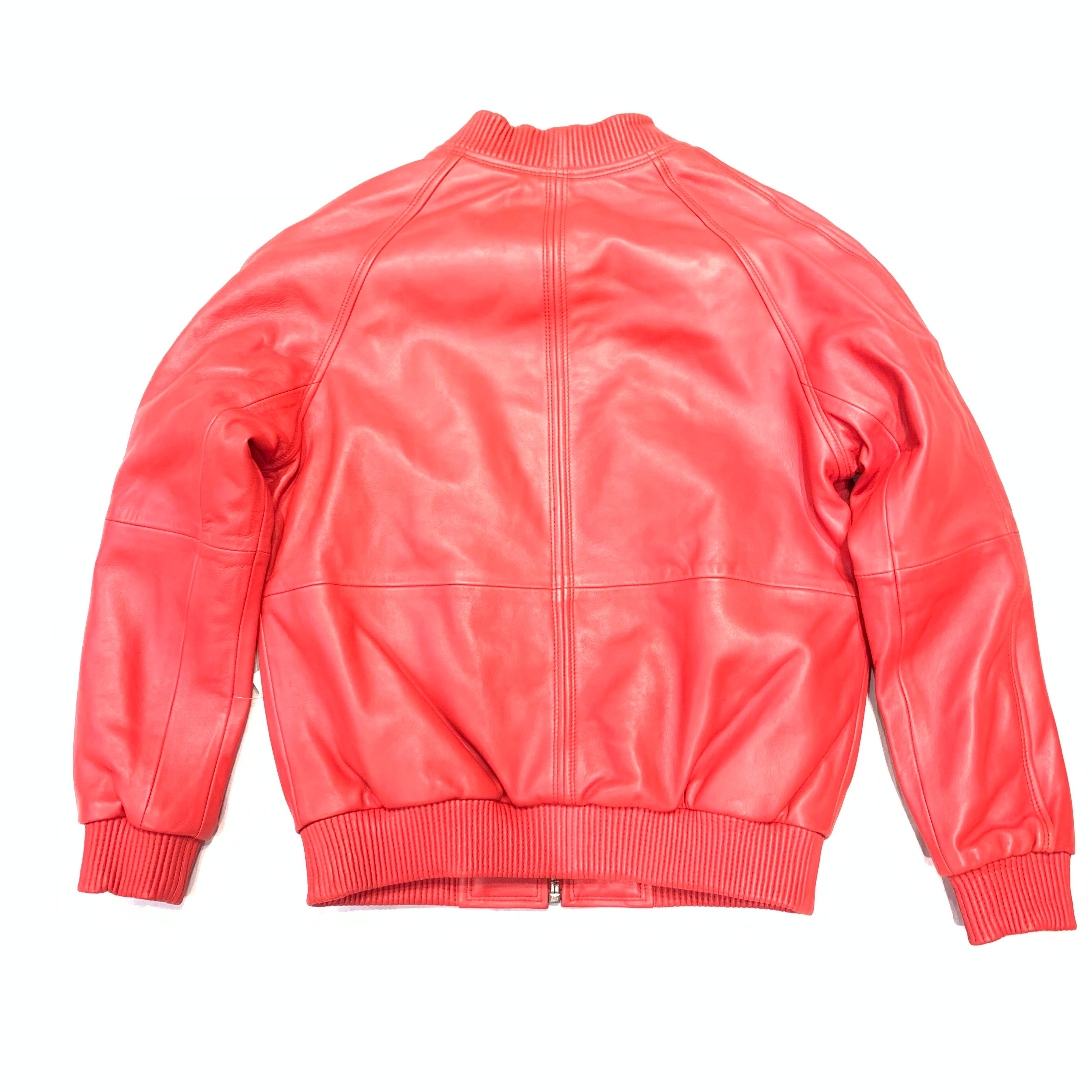 Kashani Red Naked Lambskin Bomber Jacket - Dudes Boutique