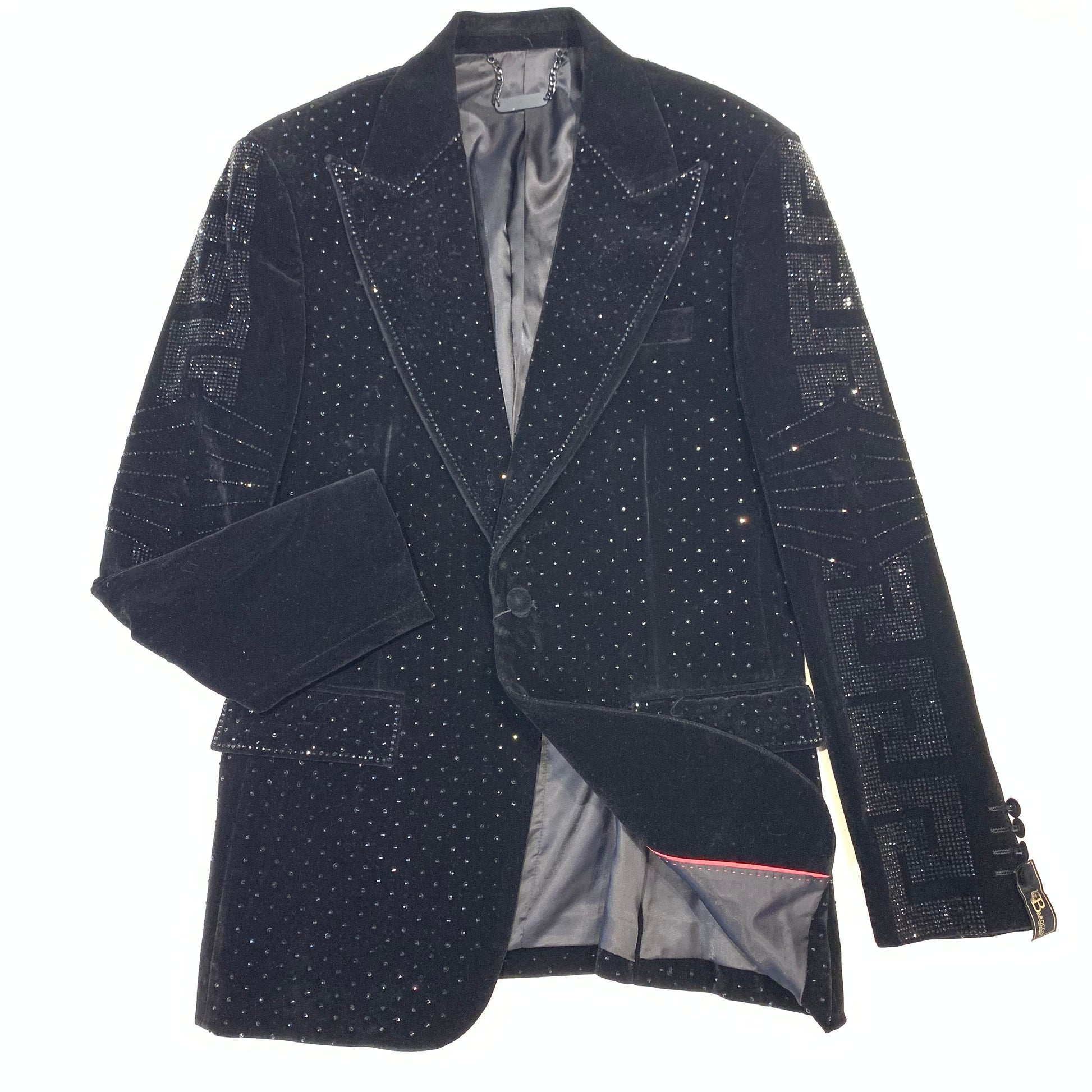 Barocco Black Milan Suede Crystal Blazer - Dudes Boutique