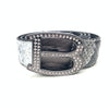 Barabas 'B" Shiny Black/White Snake Adjustable Luxury Leather Dress Belt - Dudes Boutique