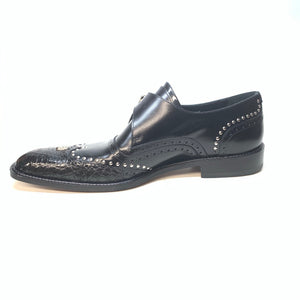 Mauri 3051 Black Alligator Studded Monk Strap Dress Shoes - Dudes Boutique