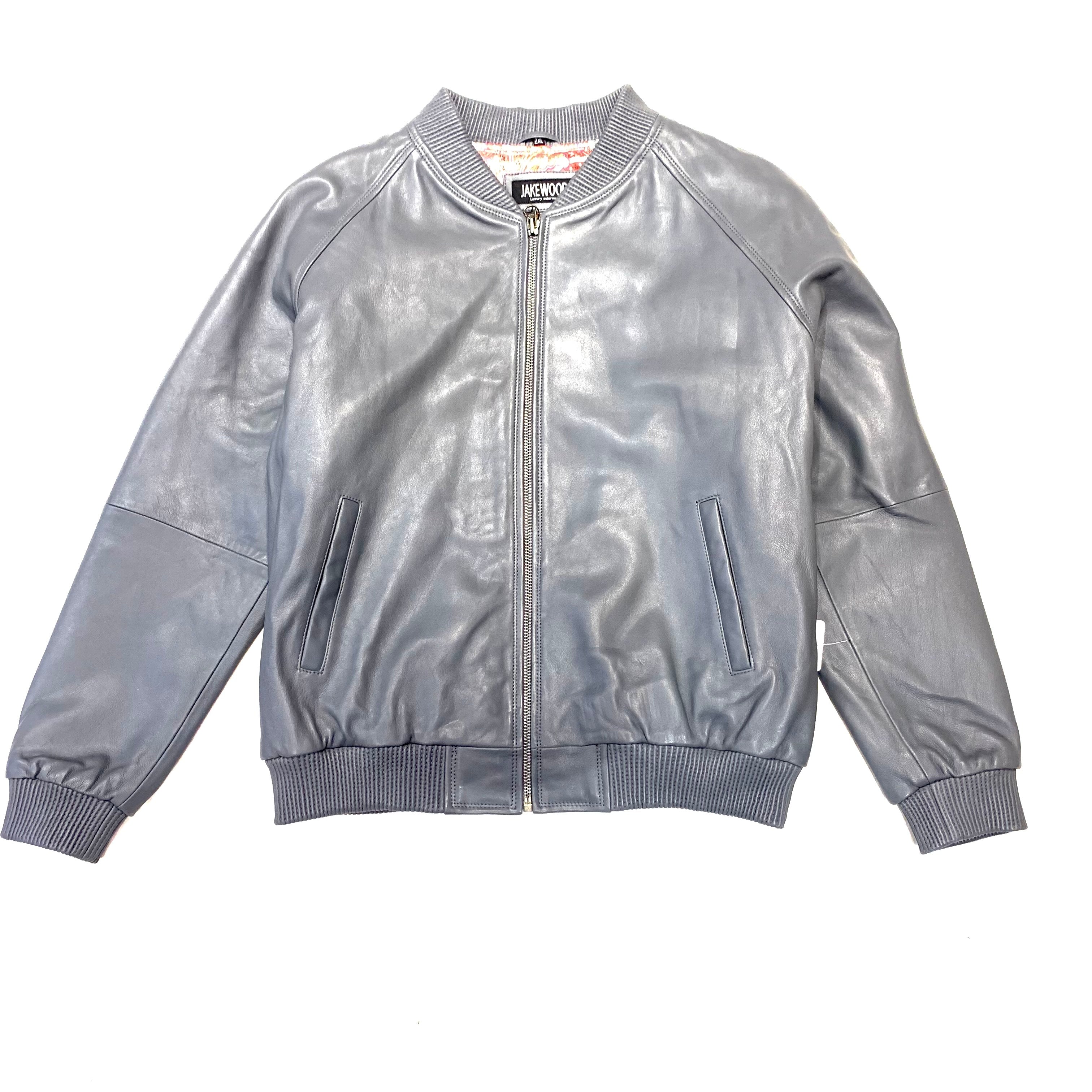 Kashani Grey Naked Lambskin Bomber Jacket - Dudes Boutique