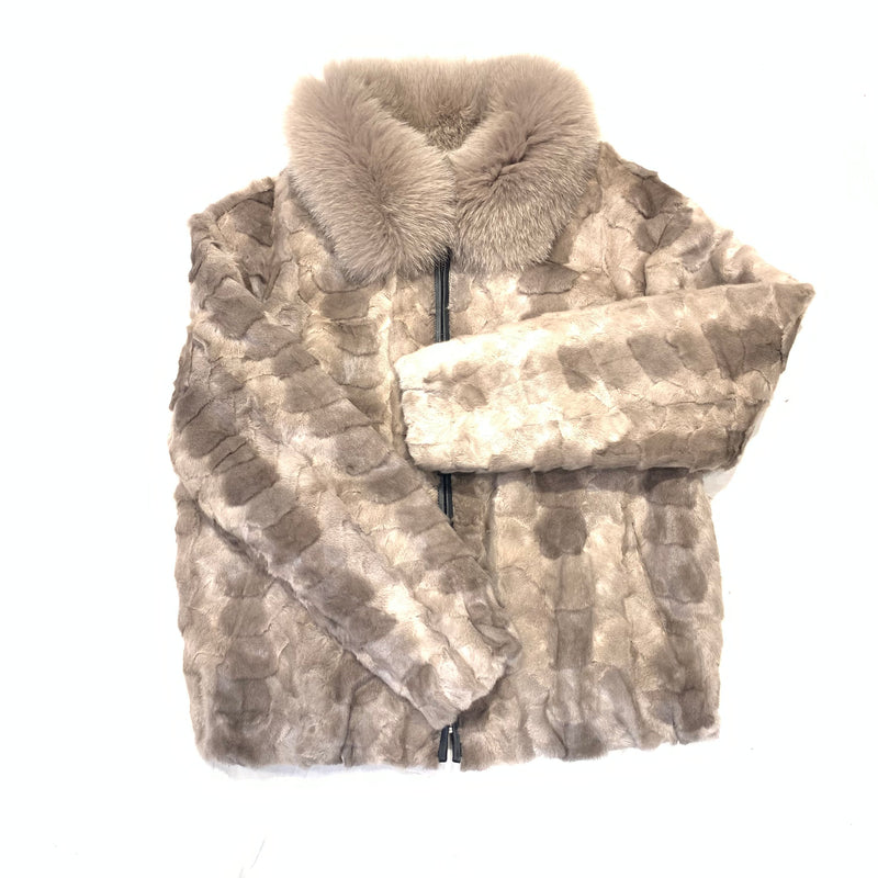 Temer Men's Ice Grey Mink Fur Bomber Coat - Dudes Boutique