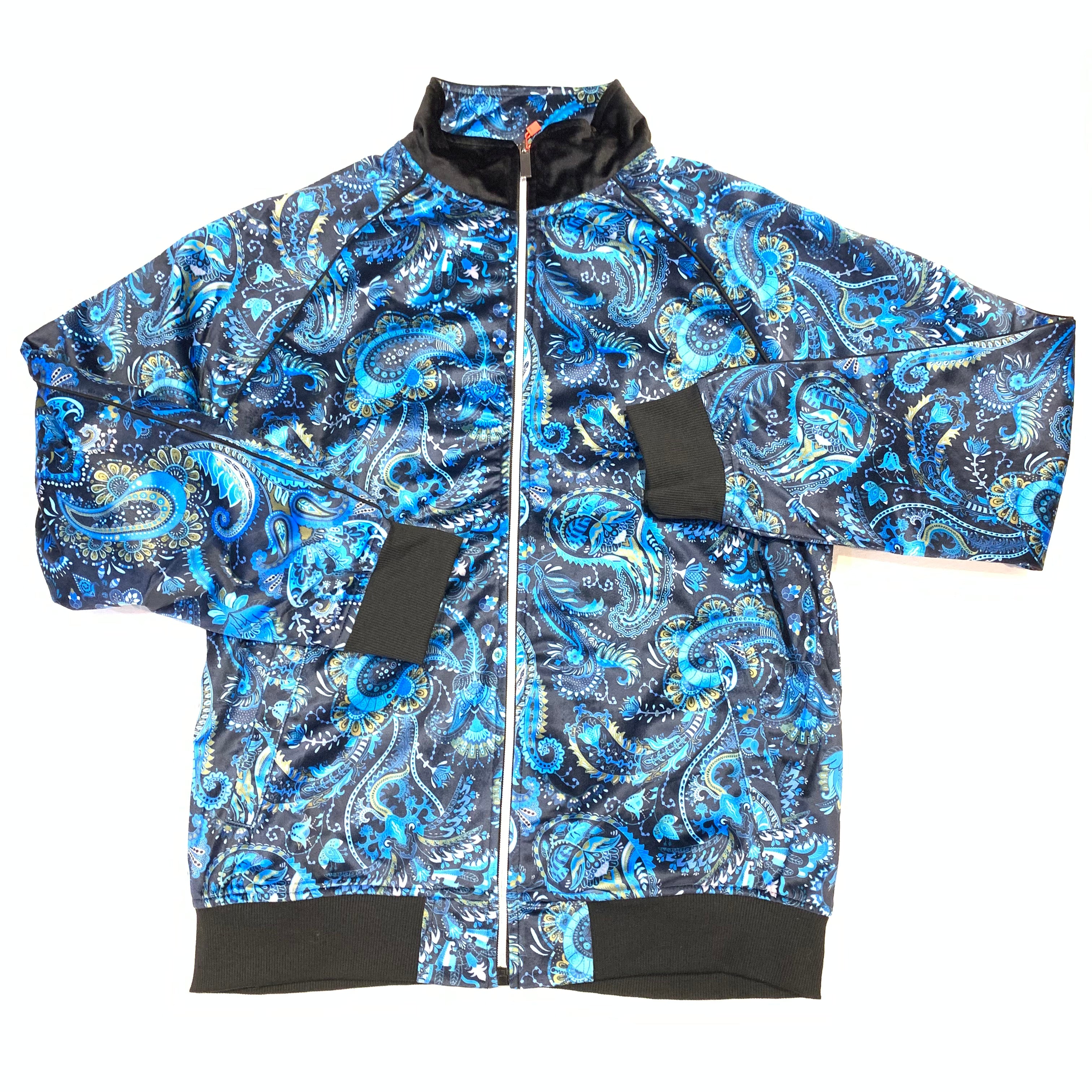 Inserch Blue Paisley Velour Zip Up Jacket - Dudes Boutique